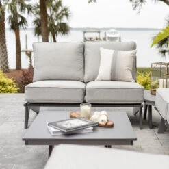 Berlin Gardens Resin Holland Loveseat 7 Berlin Gardens Resin Holland Loveseat -Patio Furniture Store Holland Loveseat Front Pipque Gravel Frabric Graphite 94756.1694116114