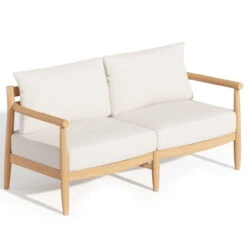 Oxford Garden Lido Teak Loveseat - Bliss Linen Cushion - July 4th Sale - Good 'til The 8th! -Patio Furniture Store LDLSKLN edited 03070.1666903344