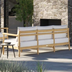 Oxford Garden Lido Teak Sofa - Bliss Linen Cushion - July 4th Sale - Good 'til The 8th!