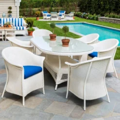 Lloyd Flanders Heirloom Universal 6-Seat Wicker Dining Set 8 Lloyd Flanders Heirloom Universal 6-Seat Wicker Dining Set -Patio Furniture Store Loom Dining8007 ivory V 9 set edited 08144.1699040962