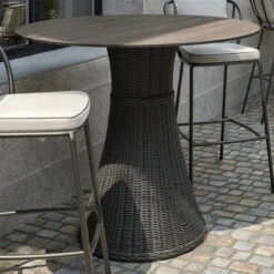 Oxford Garden Tulle Wicker & Teak Or HPL Top 48" Bar Table - July 4th Sale - Good 'til The 8th!