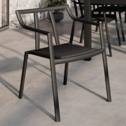 Oxford Garden Markoe Stackable Dining Arm Chairs (Set Of 2) - July 4th Sale - Good 'til The 8th! -Patio Furniture Store Markoe Dining chair front 04316.1667249556