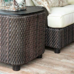 Whitecraft By Woodard Aruba Wicker 24" End Table With Teak Top