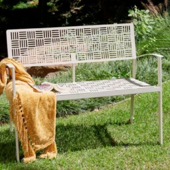 Woodard New Century Wrought Iron Dining Bench - Stacking -Patio Furniture Store NewCentury bench edited on location 14128.1676408103