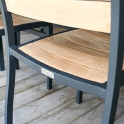 Three Birds SoHo Teak Stacking Side Chair -Patio Furniture Store SH06or7 Seat Close Up From Behind edited 13621.1696352852