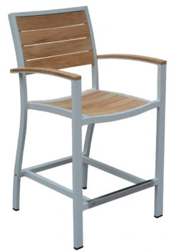 Three Birds SoHo Teak Counter Height Arm Chair - Set Of 2 -Patio Furniture Store SH11 silver edited 29698.1696349295