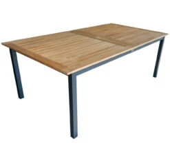 Three Birds SoHo Teak 115" Rectangle Extension Table -Patio Furniture Store SH115 BL Closed Cutout from side edited 95259.1696277704