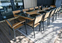 Three Birds 13 Piece SoHo Teak Extension Table Dining Set -Patio Furniture Store SH115 BL With Settinglarge set edited 30531.1696278054