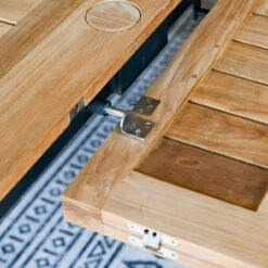 Three Birds SoHo Teak 115" Rectangle Extension Table -Patio Furniture Store SH115 Open Leaf 2 hardware edited 96208.1696277704