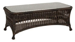 Whitecraft By Woodard Sommerwind 44" Wicker Coffee Table With Glass Top
