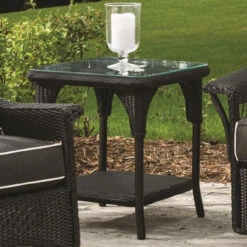Lloyd Flanders Universal Loom 22" Square Side Table -Patio Furniture Store Square End Table Ebony Edited 31665.1698861366