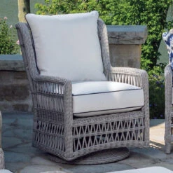Lloyd Flanders Vinyl Wicker Mackinac High Back Swivel Glider Lounge Chair -Patio Furniture Store Swivel Glider Lounge Chair 2 50104.1673913409
