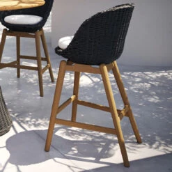 Oxford Garden Tulle Wicker & Teak Bar Chair - July 4th Sale - Good 'til The 8th!