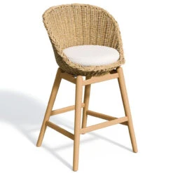 Oxford Garden Tulle Wicker & Teak Bar Chair - July 4th Sale - Good 'til The 8th! -Patio Furniture Store TLBCH W.F LN edited 78067.1677607381