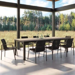 Oxford Garden Orso Wicker 8 Seat Dining Set - Sand Or Shadow - July 4th Sale - Good 'til The 8th!