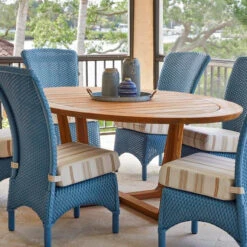 Lloyd Flanders Sled Base Teak 84" Oval Dining Table