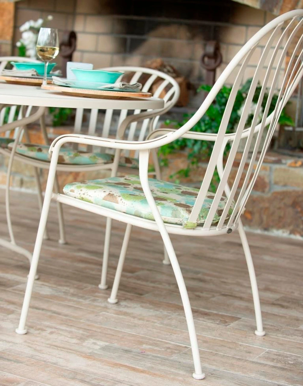 Woodard Wrought Iron Valencia High Back Barrel Stackable Dining Arm Chair (Set Of 2) 3 Woodard Wrought Iron Valencia High Back Barrel Stackable Dining Arm Chair (Set Of 2) - Image 3