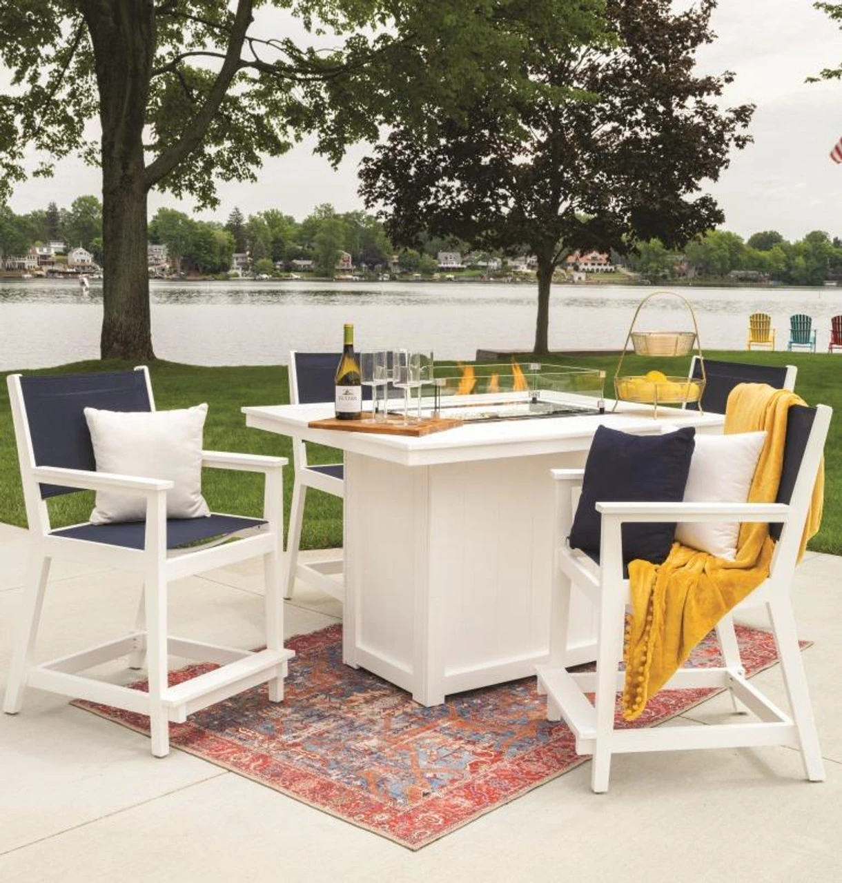 Berlin Gardens Resin 4 Seat Mayhew Sling Chair Counter Height Fire Table Set 2 Berlin Gardens Resin 4 Seat Mayhew Sling Chair Counter Height Fire Table Set - Image 2