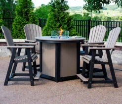 Berlin Gardens Resin Comfo Counter Chair & Fire Table Set