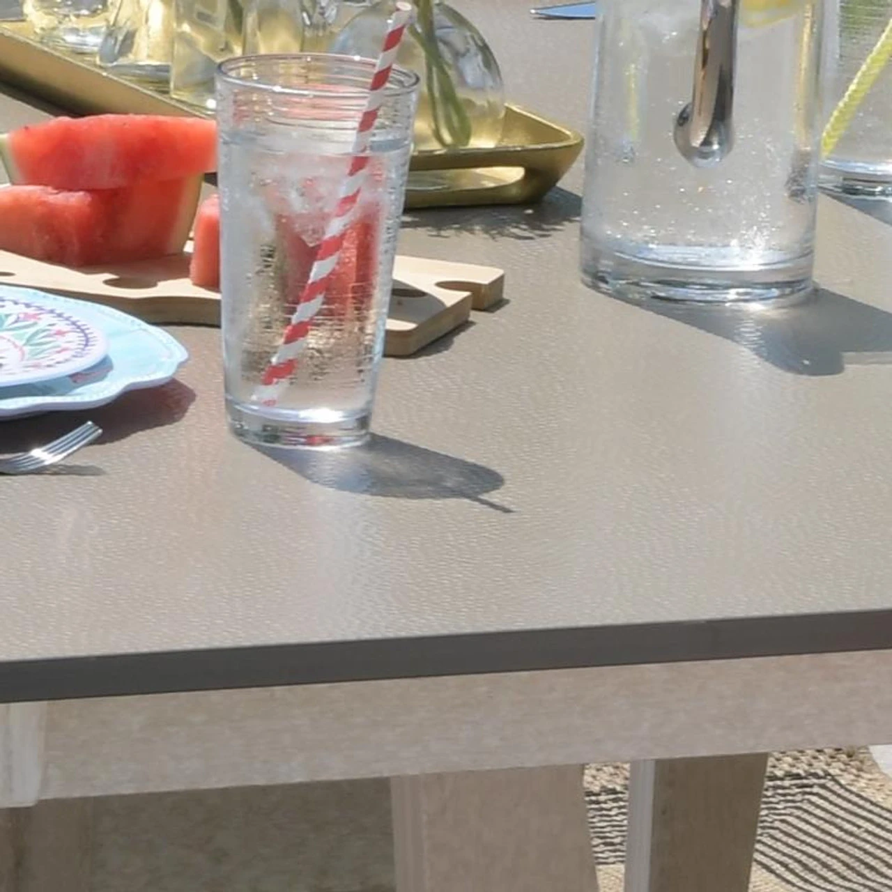 Berlin Gardens Resin Donoma 44" Round Dining Height Fire Table With Hammered Top 2 Berlin Gardens Resin Donoma 44" Round Dining Height Fire Table With Hammered Top - Image 2