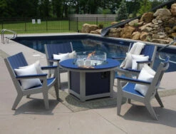 Berlin Gardens Resin Donoma Round Fire Pit 4 Chair Chat Set