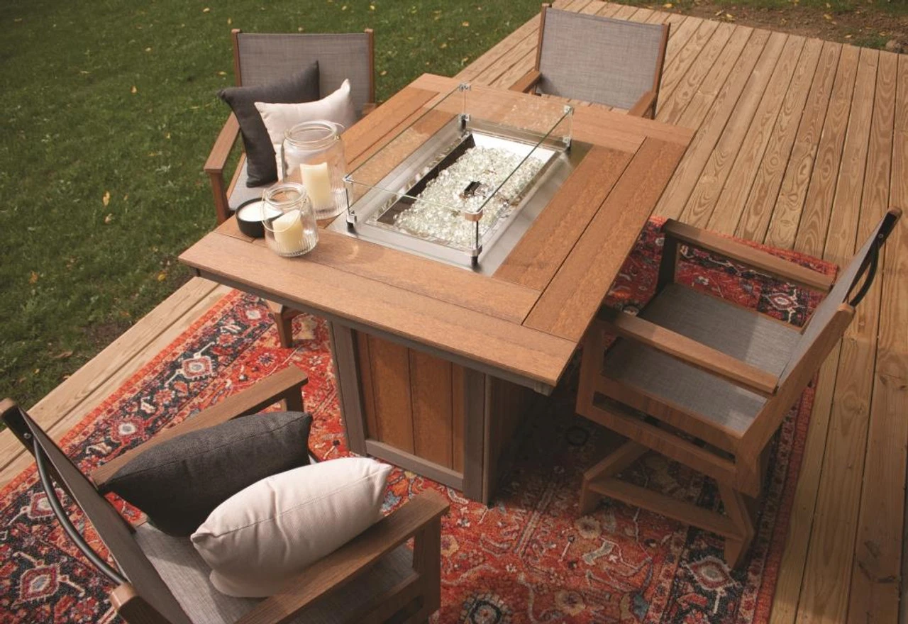 Berlin Gardens Resin Mayhew Swivel Sling Chair Counter Height Fire Table Set 5 Berlin Gardens Resin Mayhew Swivel Sling Chair Counter Height Fire Table Set - Image 5