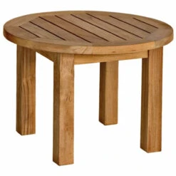 Three Birds Canterbury Teak Low 20" Round Side Table