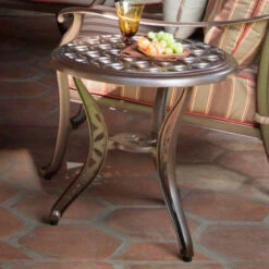 Woodard Aluminum Casa 24" Round Side Table 5 Woodard Aluminum Casa 24" Round Side Table -Patio Furniture Store casa end table on location edited 94981.1669673371