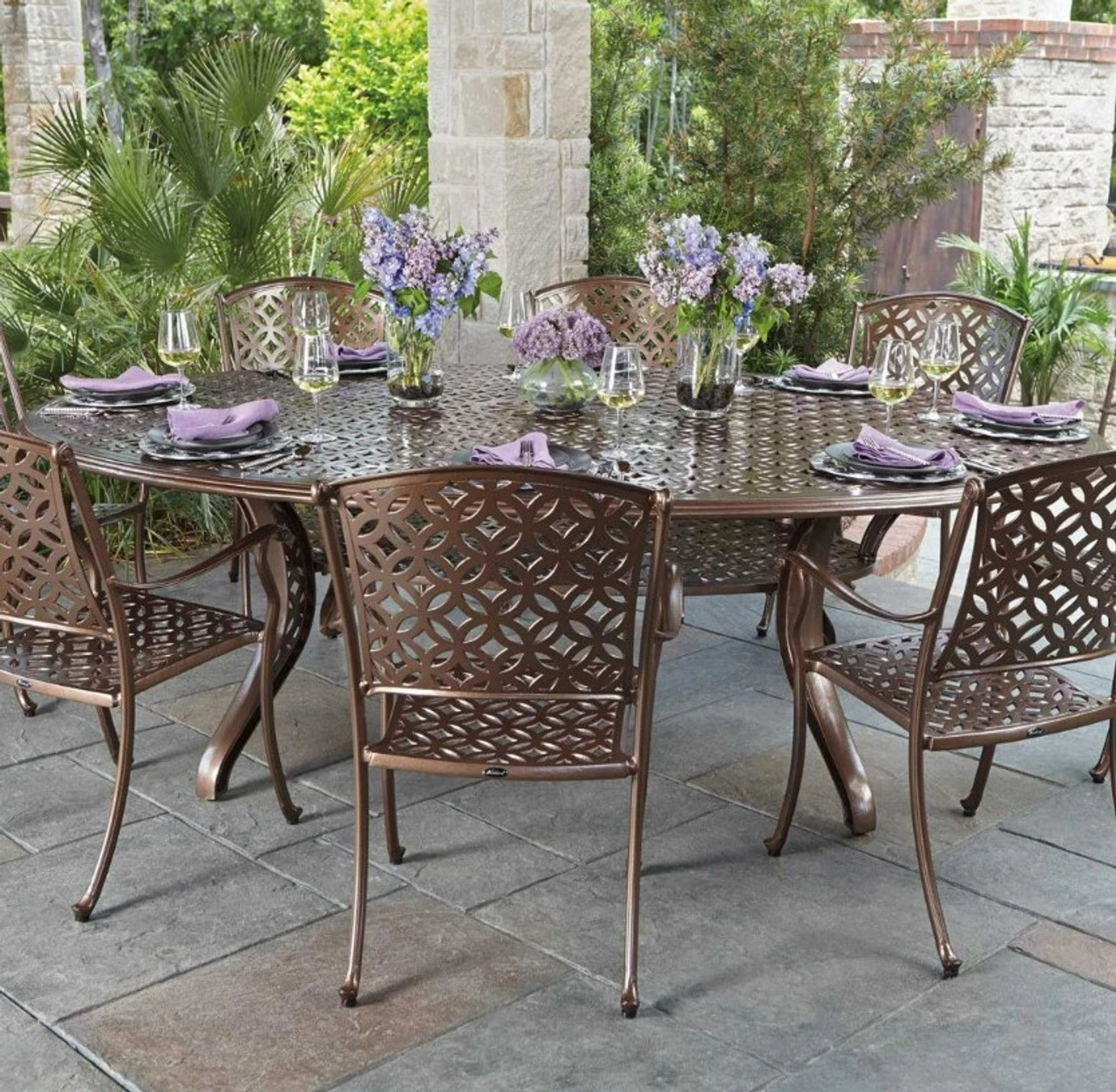 Woodard Aluminum Casa Large 70" Oval Umbrella Dining Table 3 Woodard Aluminum Casa Large 70" Oval Umbrella Dining Table - Image 3