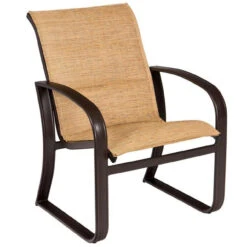 Woodard Aluminum Cayman Isle Padded Sling Dining Arm Chair