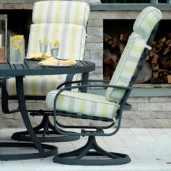 Woodard Aluminum Cayman Isle Cushion High Back Swivel Rocking Dining Arm Chair -Patio Furniture Store cayman isle swivel rocker side 82796.1678820032
