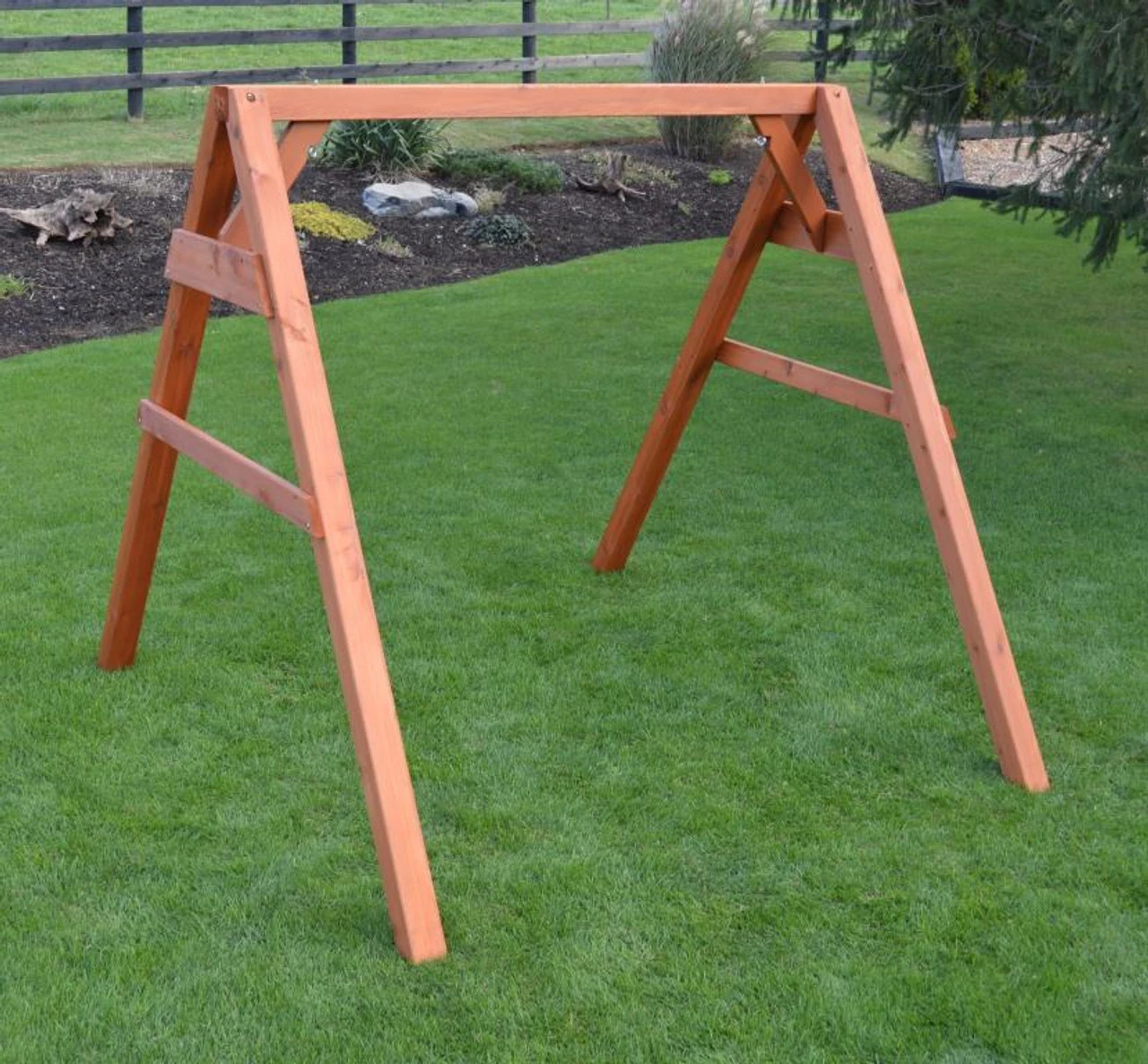 Cedar Heavy Duty A-Frame Swing Stand With Hanging Hardware 1 Cedar Heavy Duty A-Frame Swing Stand With Hanging Hardware