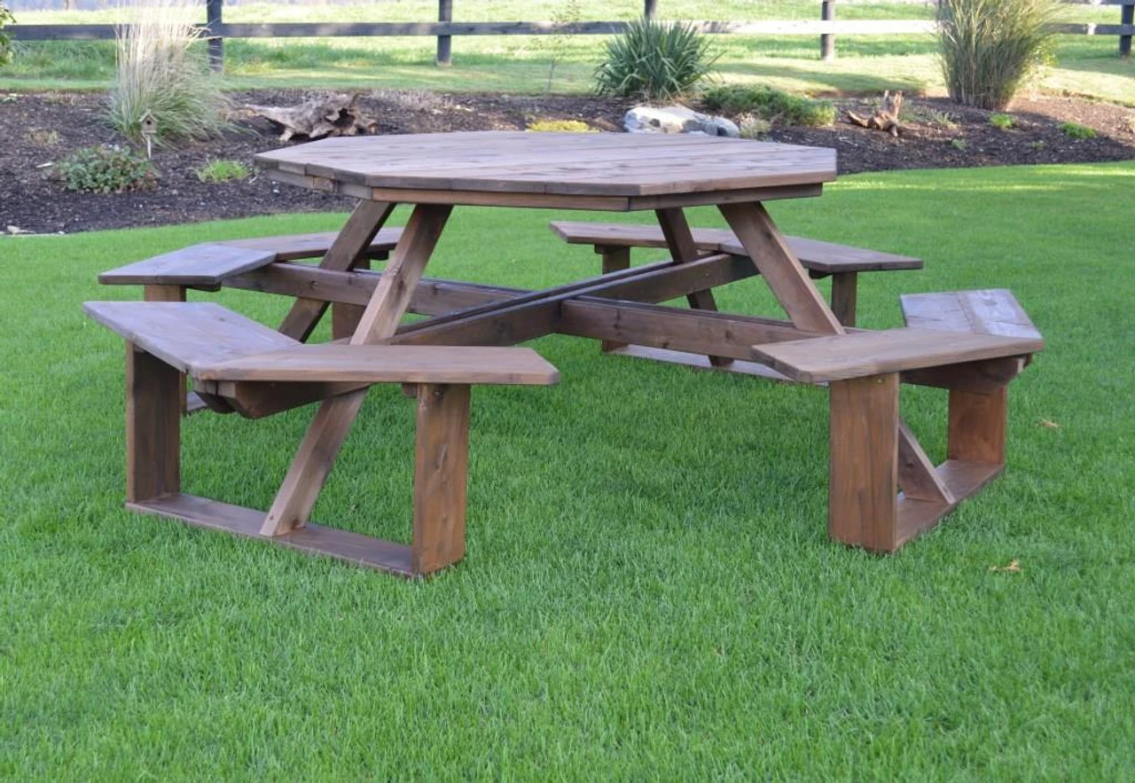 Cedar 54" Octagon Walk-in Picnic Table 2 Cedar 54" Octagon Walk-in Picnic Table - Image 2