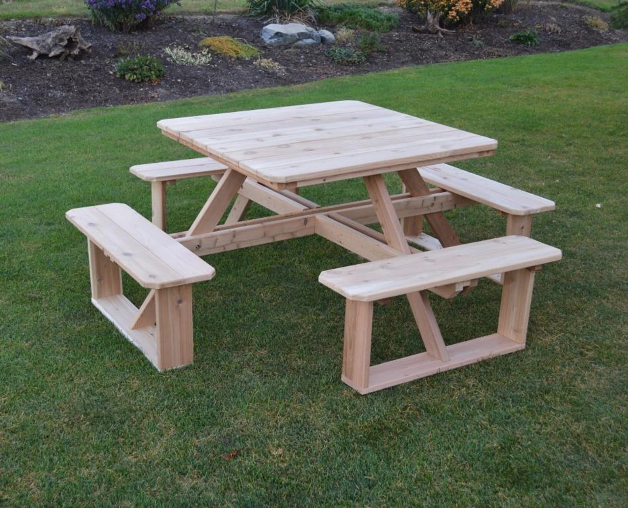 Cedar 44" Square Walk-in Picnic Table 2 Cedar 44" Square Walk-in Picnic Table - Image 2