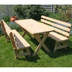 Cedar Cross Legged Picnic Table With Two Backed Benches Kit -Patio Furniture Store cedarwood cross legged picnic table with two backed benches 42 50267.1646930125