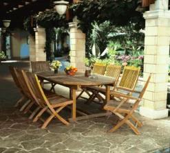 Three Birds Chelsea Teak 80" - 115" Oval Extension Table -Patio Furniture Store chelsea teak 80 115 oval extension table 40 08825.1672518176