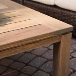 Lloyd Flanders Teak 45" Rectangular Cocktail Table -Patio Furniture Store coffee table detail 39847.1674610045