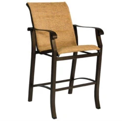 Woodard Cortland Padded Sling Stationary Bar Stool