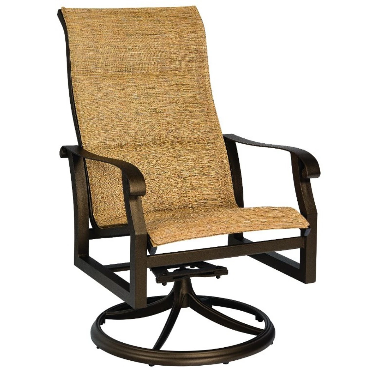 Woodard Cortland Padded Sling High Back Swivel Rocking Dining Arm Chair 1 Woodard Cortland Padded Sling High Back Swivel Rocking Dining Arm Chair