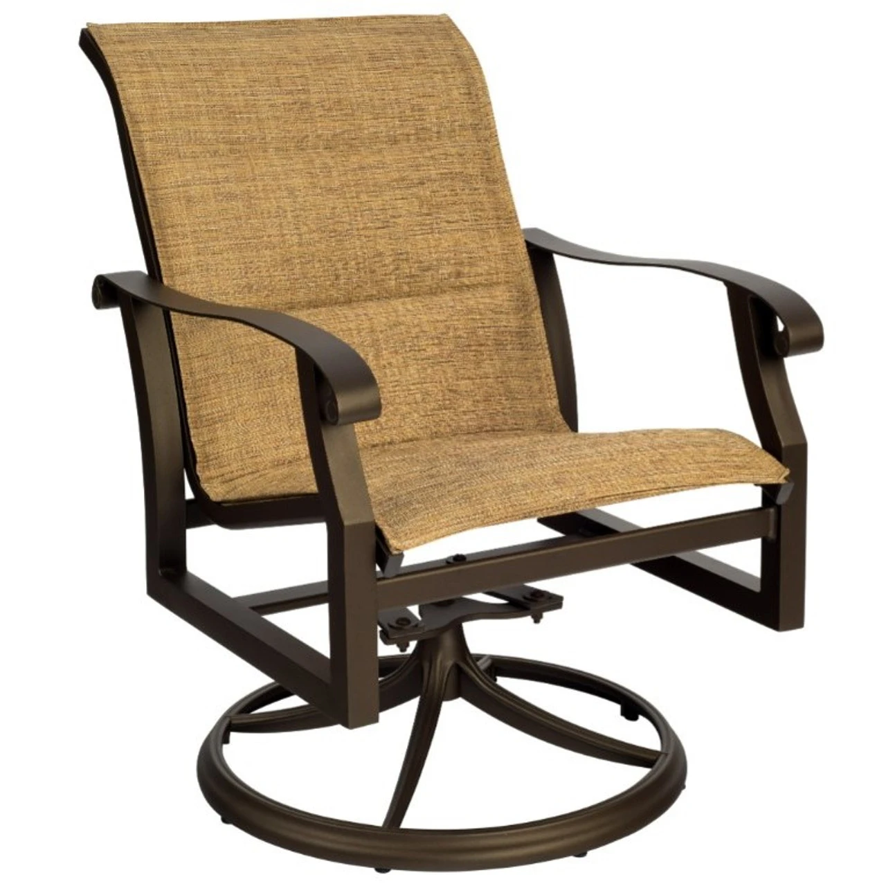 Woodard Cortland Padded Sling Swivel Rocking Dining Arm Chair 1 Woodard Cortland Padded Sling Swivel Rocking Dining Arm Chair