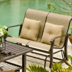 Woodard Cortland Sling Love Seat Glider