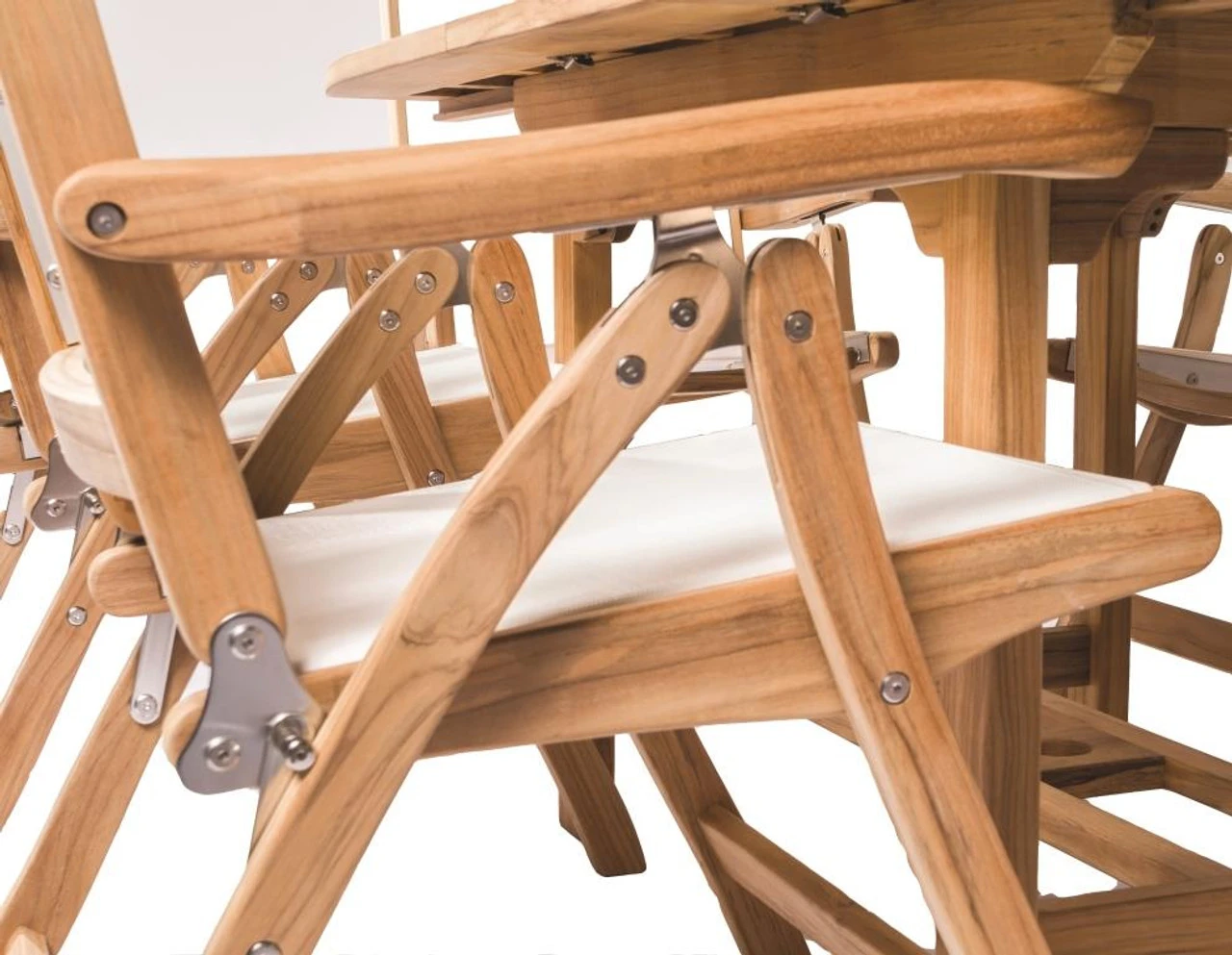 Royal Teak Gala 84" - 102" - 120" Expansion Table With 8 Florida Sling Chairs 5 Royal Teak Gala 84" - 102" - 120" Expansion Table With 8 Florida Sling Chairs - Image 5