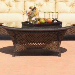 Lloyd Flanders Vinyl Wicker Grand Traverse 43" Oval Cocktail Table 13 Lloyd Flanders Vinyl Wicker Grand Traverse 43" Oval Cocktail Table -Patio Furniture Store grand traverse coffee table on location 25738.1675812225