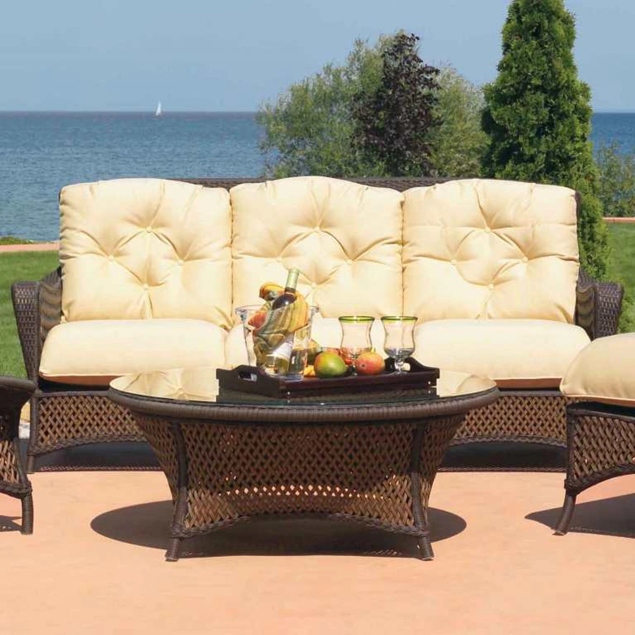 Lloyd Flanders Vinyl Wicker Grand Traverse Sofa 2 Lloyd Flanders Vinyl Wicker Grand Traverse Sofa - Image 2