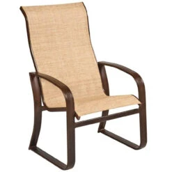Woodard Aluminum Cayman Isle Sling High Back Dining Arm Chair