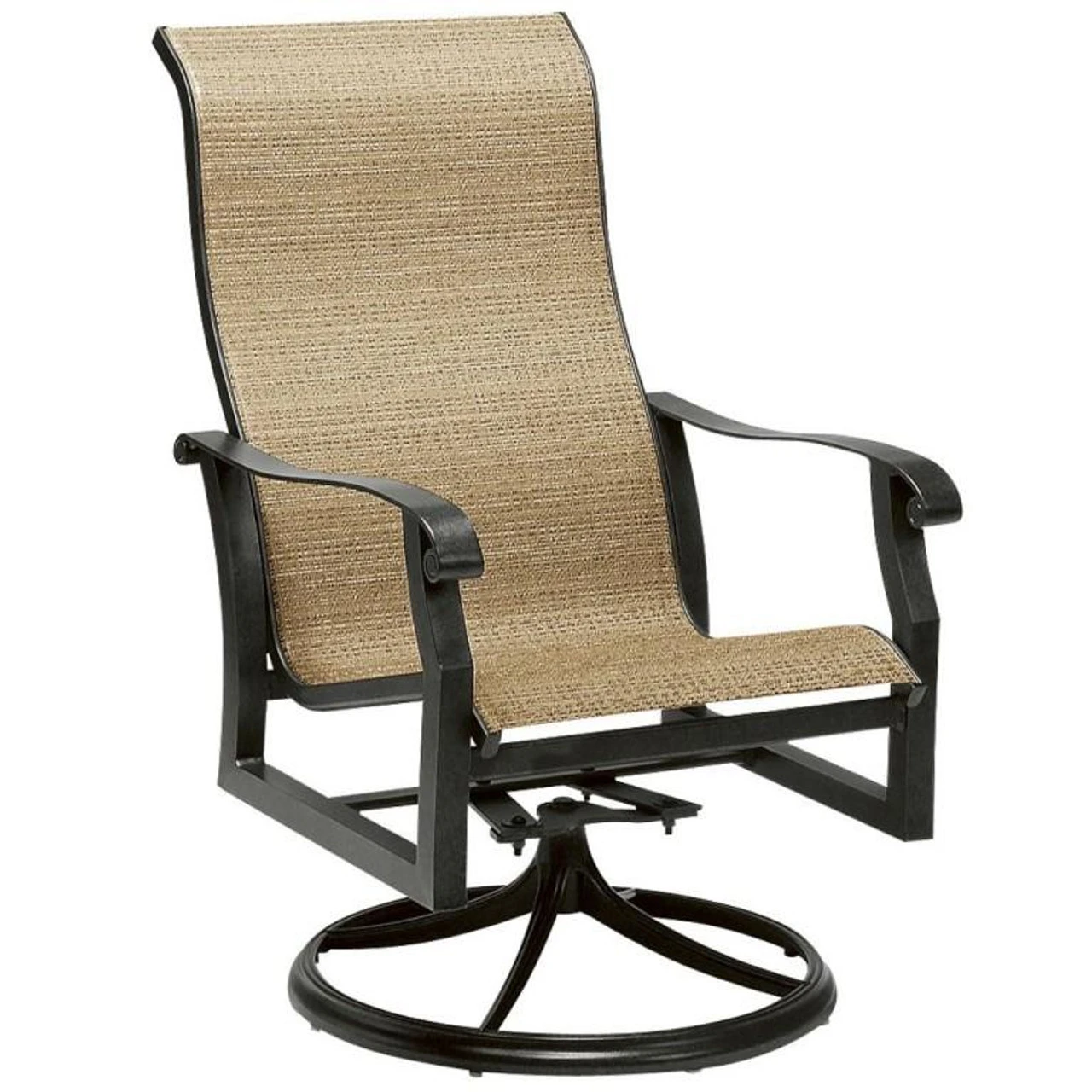 Woodard Cortland Sling High Back Swivel Rocking Dining Arm Chair 1 Woodard Cortland Sling High Back Swivel Rocking Dining Arm Chair