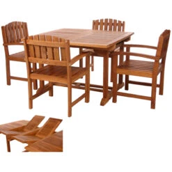 Rustic Java Teak 5 Piece Butterfly Double Extension Table Dining Set -Patio Furniture Store java teak 5 piece butterfly double extension table dining set 45 89179.1646941015