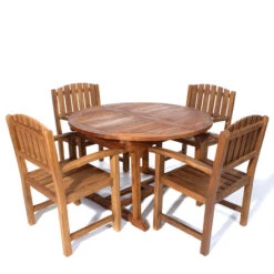 Rustic Java Teak 5 Piece Oval Extension Table Dining Set -Patio Furniture Store java teak 5 piece oval extension table dining set 45 97378.1646941019
