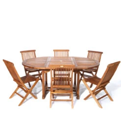 Rustic Java Teak 7 Piece Oval Extension Table Folding Chair Dining Set -Patio Furniture Store java teak 9 piece oval extension table folding chair dining set 59 10883.1646941034