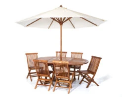 Rustic Java Teak 7 Piece Oval Extension Table Folding Chair Dining Set -Patio Furniture Store java teak 9 piece oval extension table folding chair dining set 62 70530.1646941035